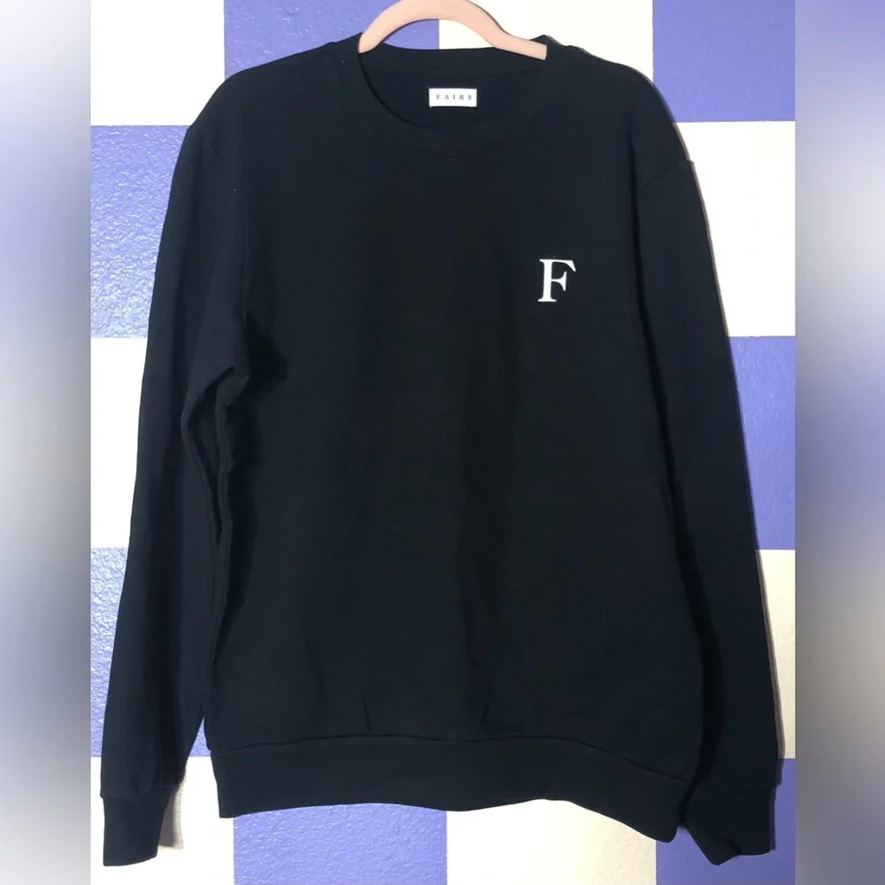 NWOT Black Heavyweight Crewneck with “F” Letter High Quality 100% Cotton